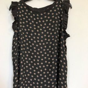 Loft Tops Rib Trim Mixed Media Top Size: L